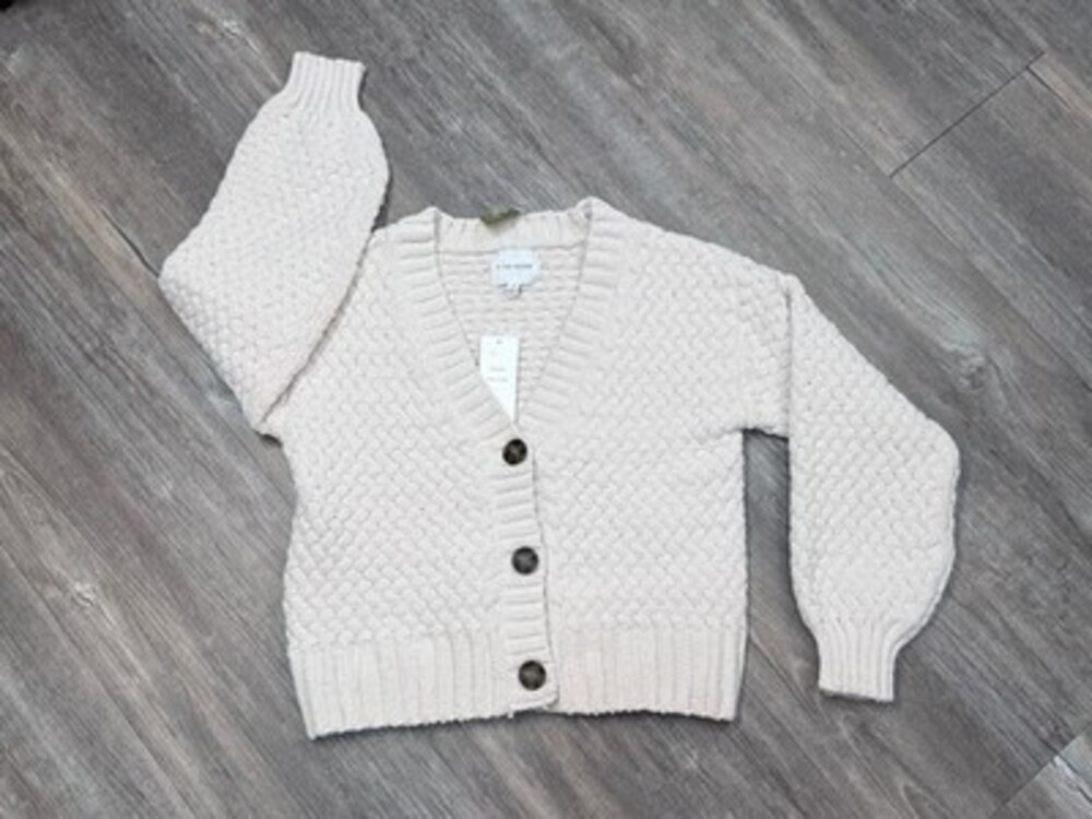 Pink Rose Cardigan Sweater Womens Cable Knit Button Front V-neck NWT